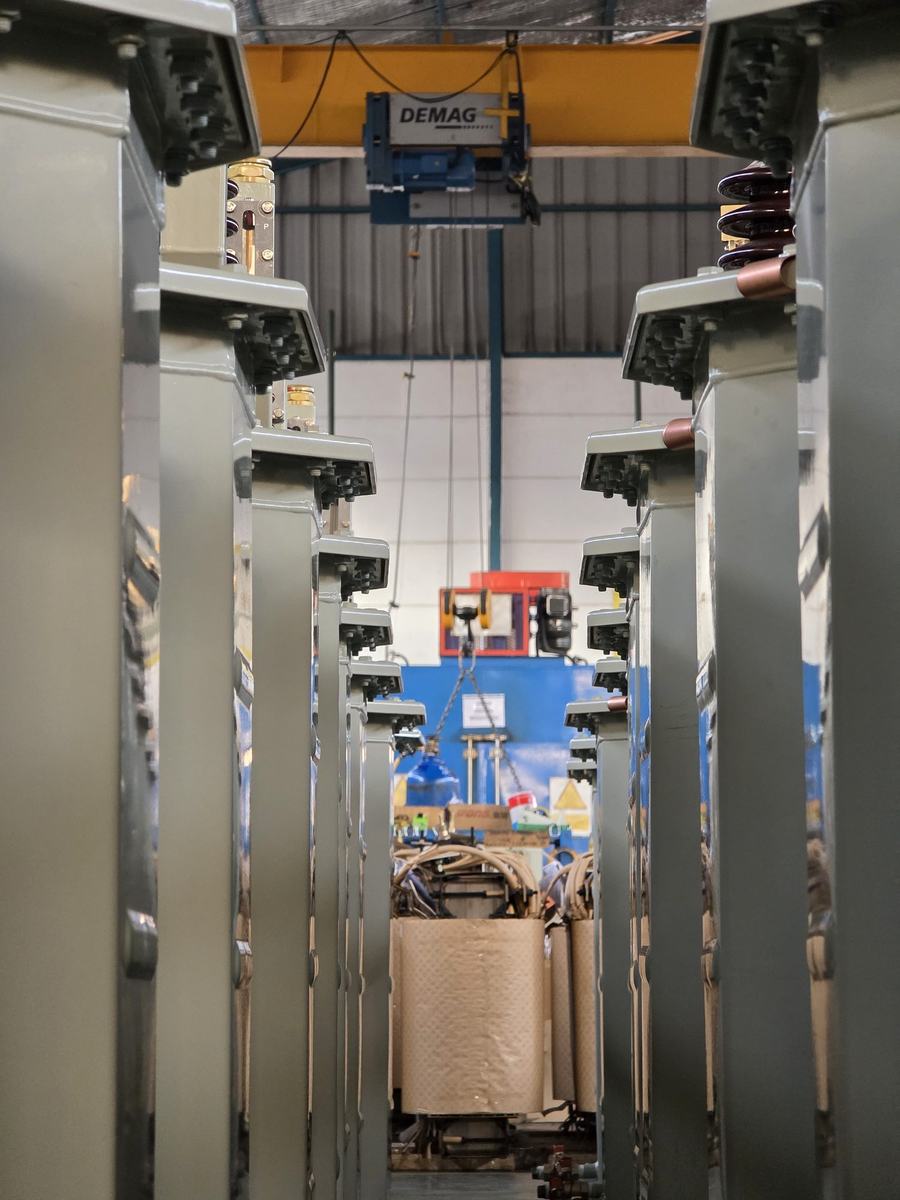 Transformer tanks and winding preparation on the factory floor